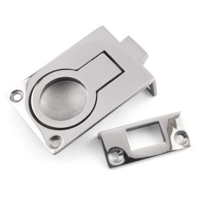 Flush Lifting Pull with Catch and Strike Plate - 316 / A4 Stainless Steel
